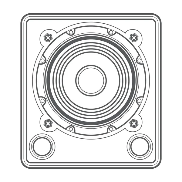 Outline altoparlante subwoofer concerto — Vettoriale Stock