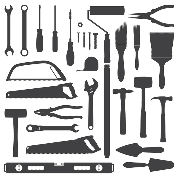 House remodel instruments silhouette set — Stock Vector