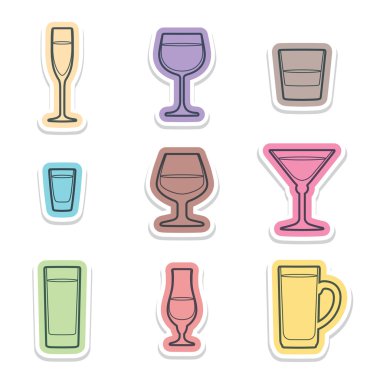 Alkol gözlük etiketleri simgeleri