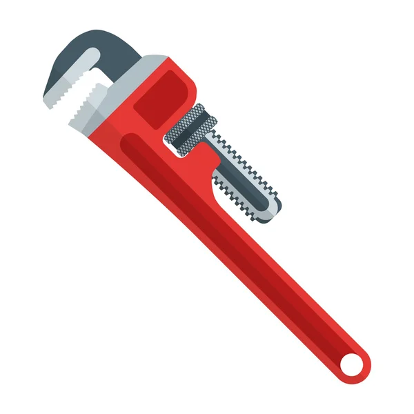 Flat design red pipe wrench — Stock Vector