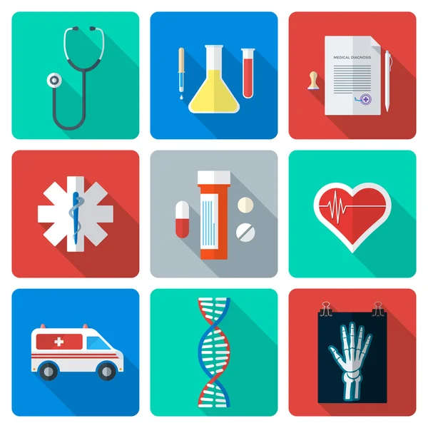 Flat style medical icons set — Stock Vector