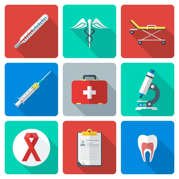 Flat design medical icons set — Stock Vector