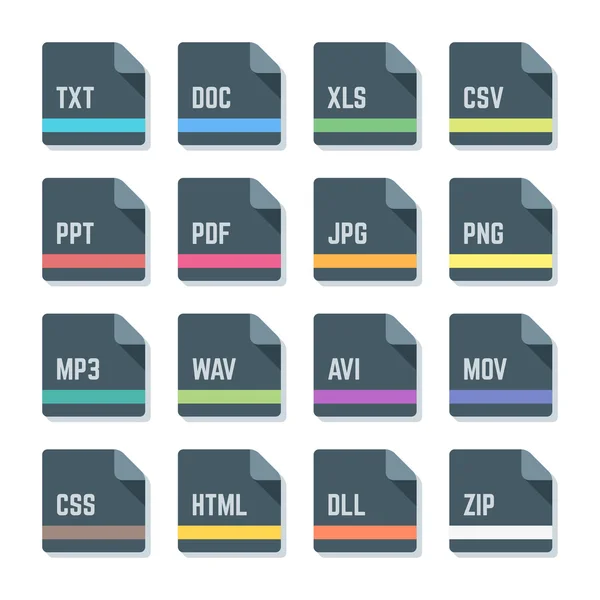 Formatos de arquivo conjunto de ícones de design mínimo —  Vetores de Stock