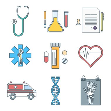 Anahat renk tıbbi Icons set