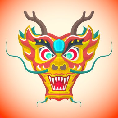 Flat style chinese red dragon mask vector Flat style chinese red dragon mask vector