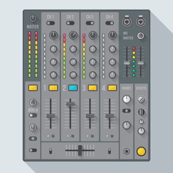 Vlakke stijl geluid dj mixer illustratie — Stockvector