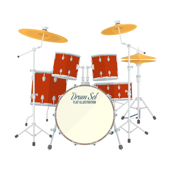 Conjunto de tambor vetorial de estilo plano de cor —  Vetores de Stock