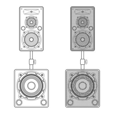 Karanlık dağılım hoparlörler subwoofer teknik çizim