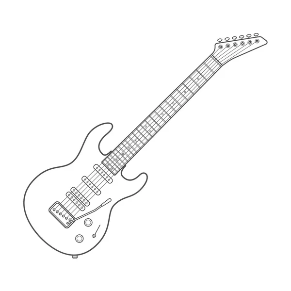 Dark contour chitarra elettrica illustrazione tecnica — Vettoriale Stock