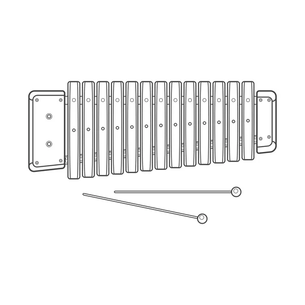 Sötét kontúr vektor fából készült xilofon illusztráció — Stock Vector