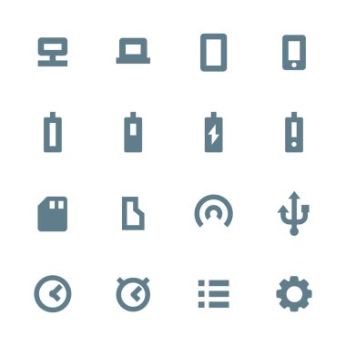 Katı gri çeşitli aygıt Icons set