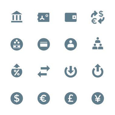 Katı gri çeşitli finansal bankacılık Icons set