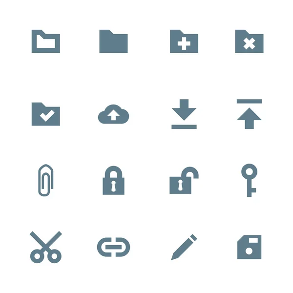 Solid grey various file actions icons set — Stock Vector