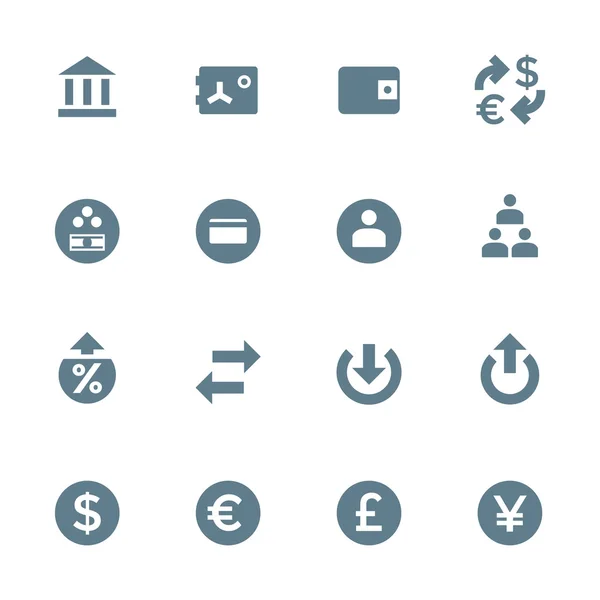 Solid grey olika finansiella bank ikoner anger — Stock vektor