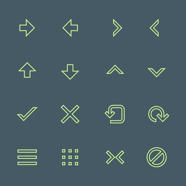 Esquema verde varios botones de menú de navegación conjunto de iconos — Archivo Imágenes Vectoriales
