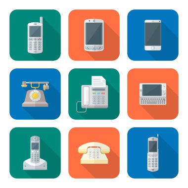 renkli düz stil çeşitli telefon aygıtları simgeler se