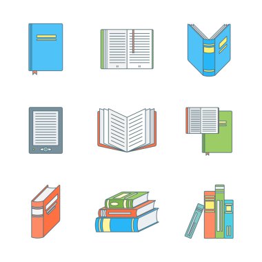 Renkli Anahat kitaplar Icons set