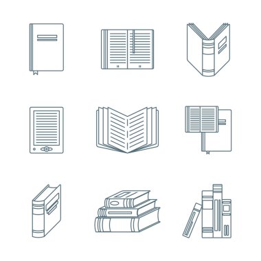 karanlık anahat kitaplar Icons set