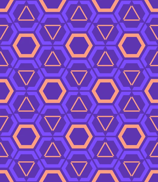 Violeta púrpura naranja color abstracto geométrico inconsútil patter — Vector de stock