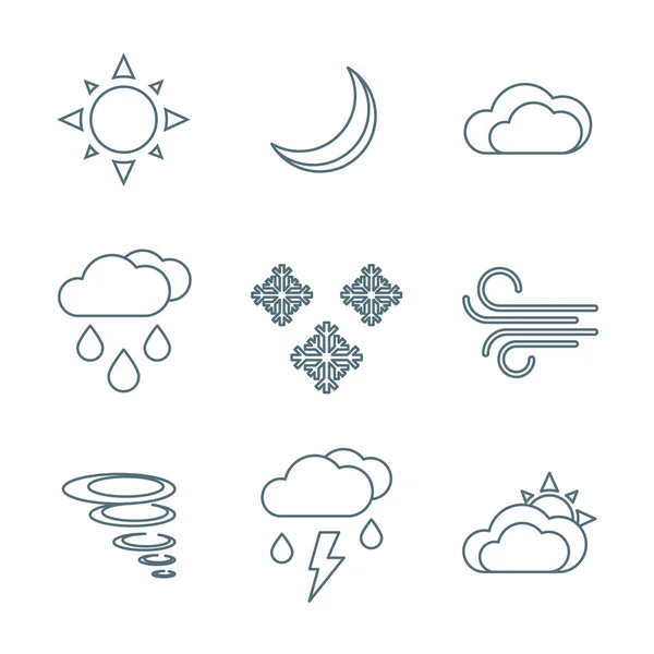 Dark outline weather forecast icons se — Stock Vector