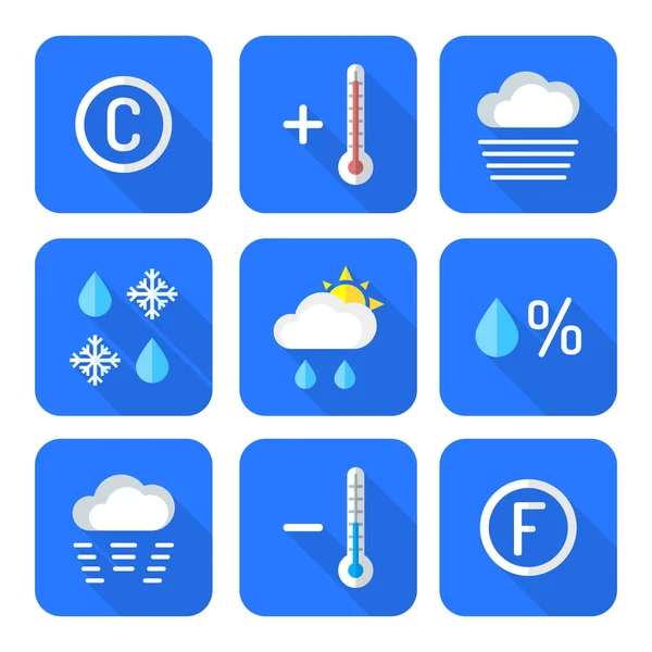 Colored flat style weather forecast icons se — Stock Vector