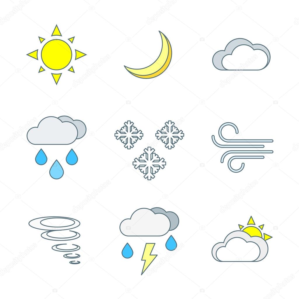 colored outline weather forecast icons se