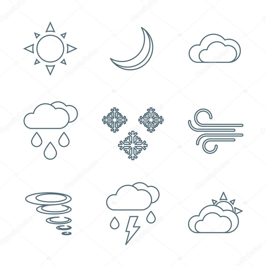 dark outline weather forecast icons se
