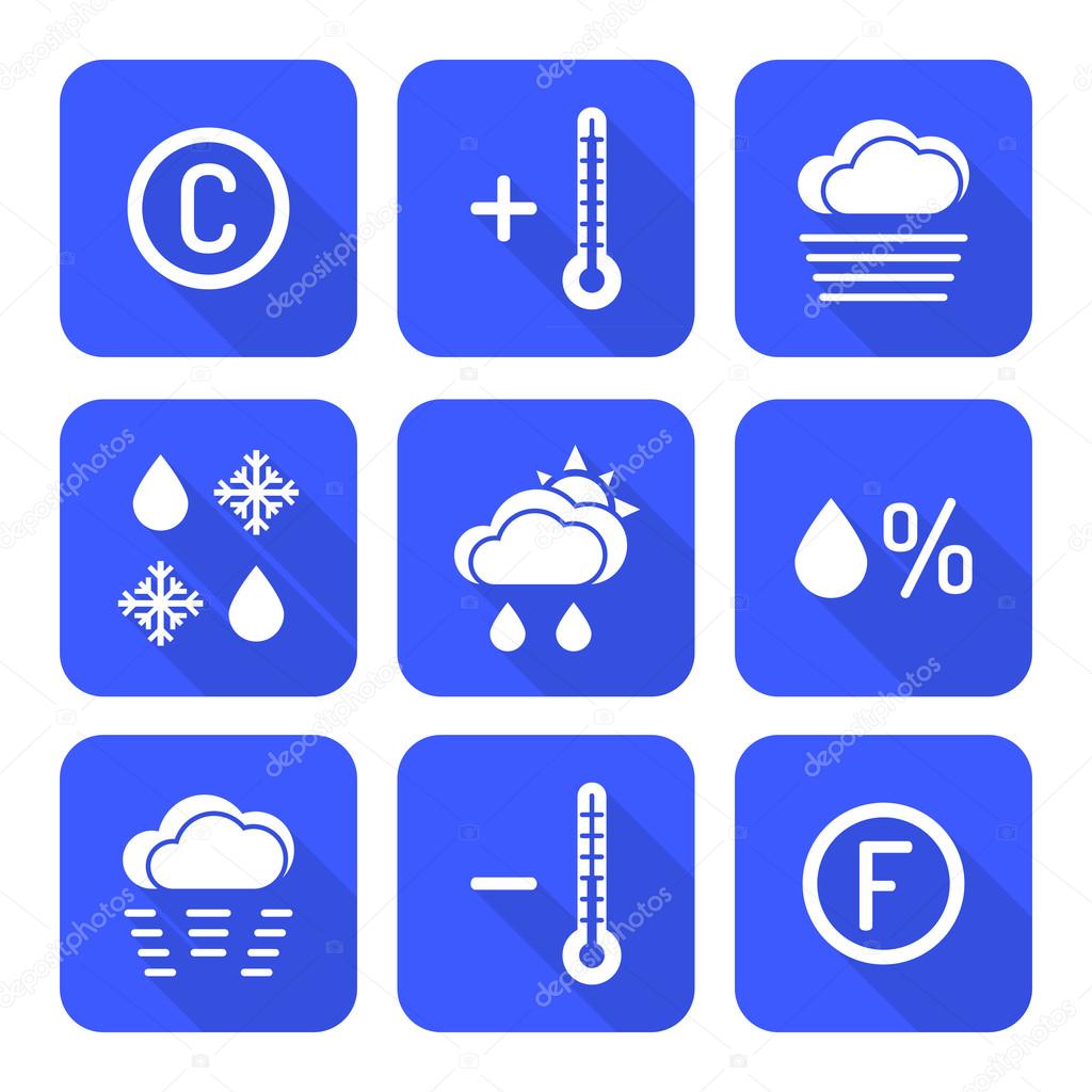 solid white color flat style weather forecast icons se