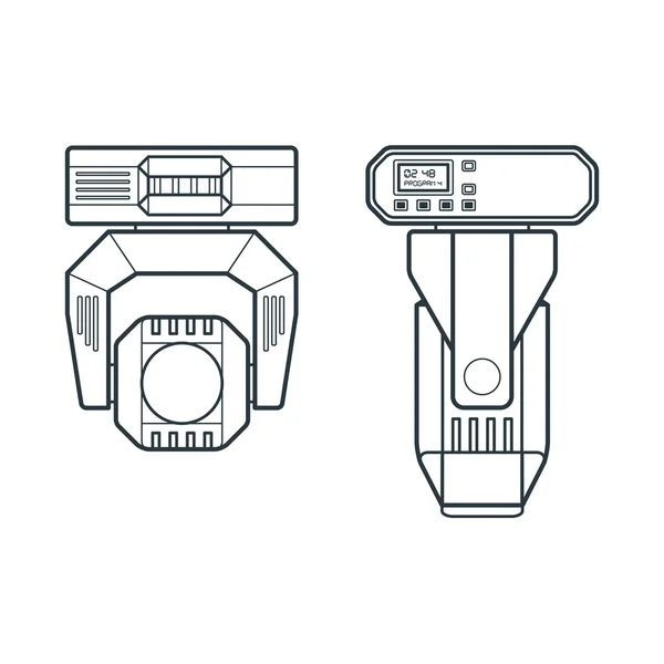 Concert bewegende verlichting hoofd overzicht illustratio — Stockvector