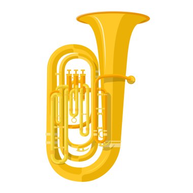 renkli düz stil tuba müzik enstrüman vektör illustratio