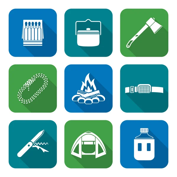 White color flat style various camping icons collectio — Stock Illustration White color flat style various camping icons collectio Royalty Free Stock Vectors
