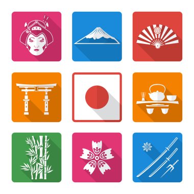 Beyaz katı düz stil Japonya simgeler se