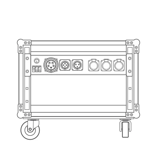 Escuro contorno concerto palco rack caixa tomadas de energia painel illustra — Vetor de Stock