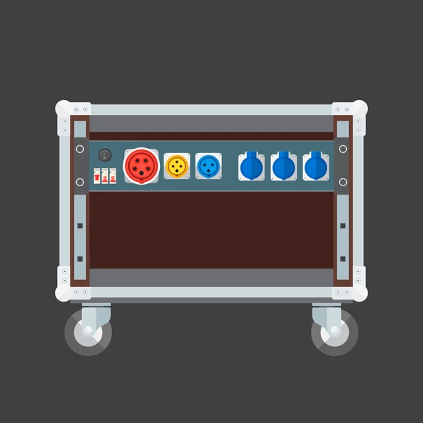 평면 스타일 컬러 콘서트 무대 랙 상자 전원 소켓 패널 il — 스톡 벡터