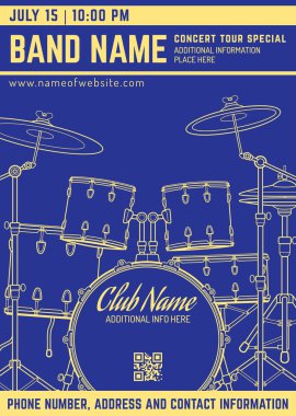 rock müzik konser davul dikey müzik el ilanı templat ayarla