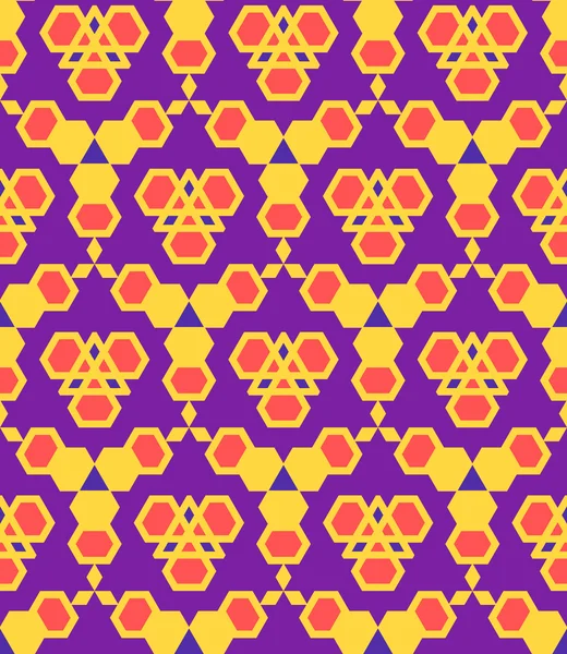紫紫赤オレンジ抽象的な幾何学的なシームレス パターン — ストックベクタ