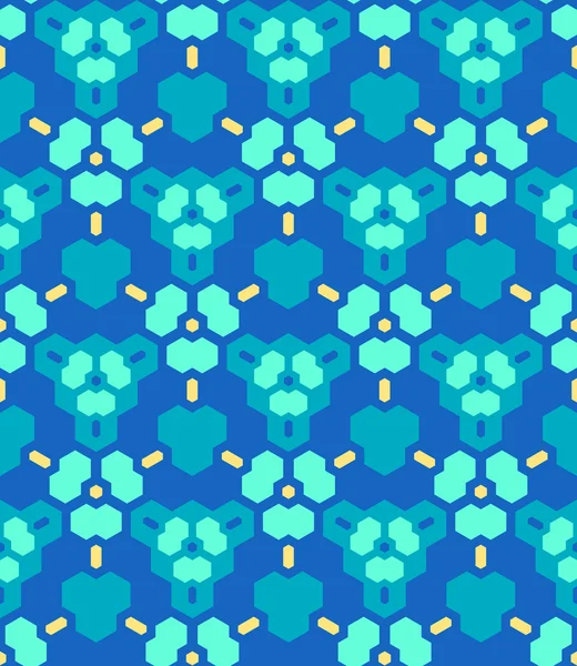青シアン黄色抽象的な幾何学的なシームレス パターン — ストックベクタ