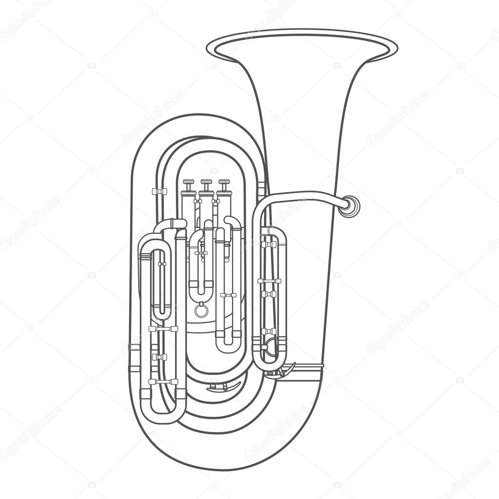 dark contour tuba music instrument vector illustratio