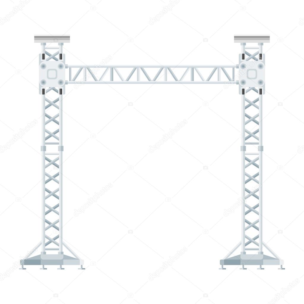 colored flat style truss tower lift construction illustration