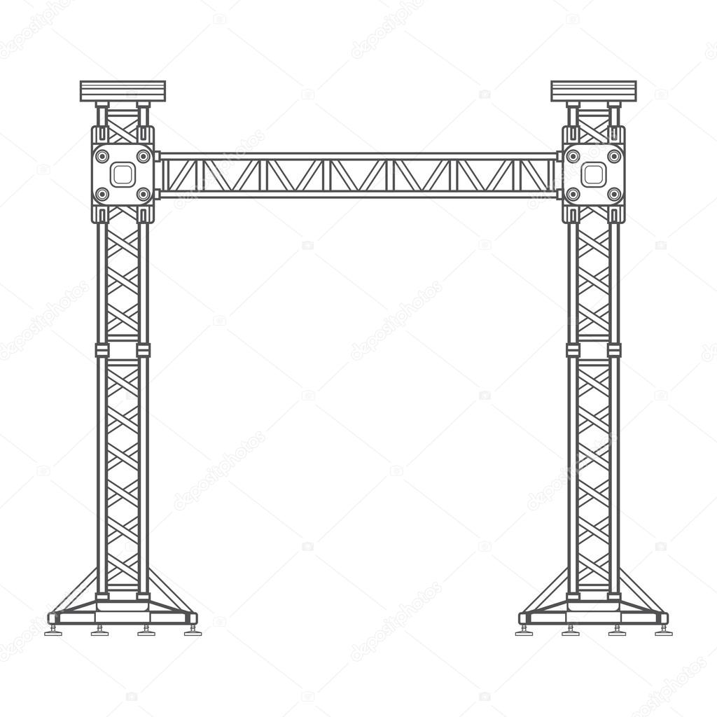 dark contour truss tower lift construction illustration