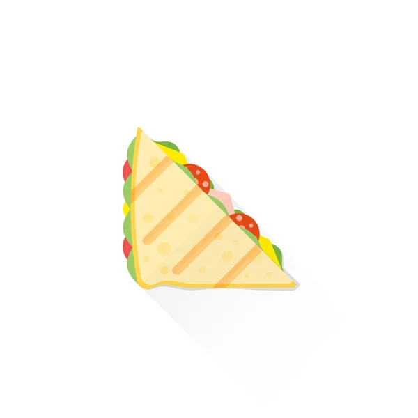 Kleur fastfood club sandwich pictogram illustratio — Stockvector
