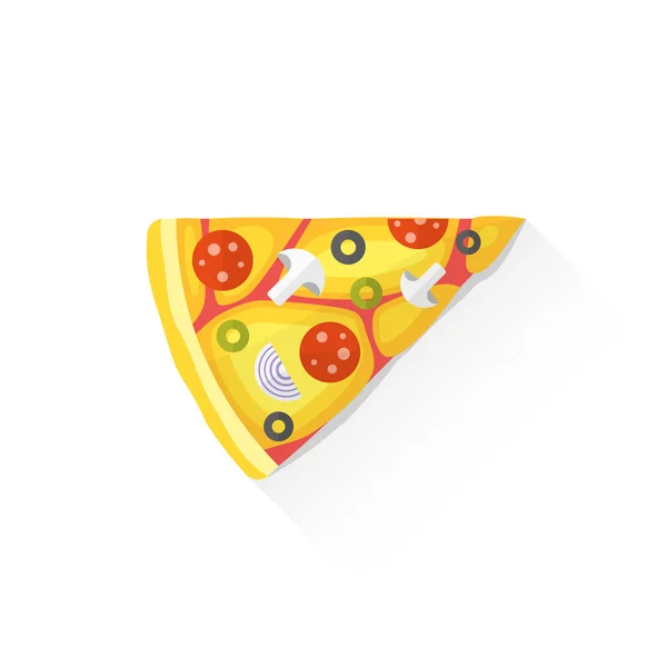 Kleur fastfood stuk van pizza pictogram illustratio — Stockvector