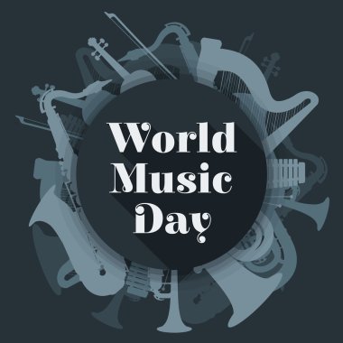 abstract dark colored international music day poster illustratio clipart