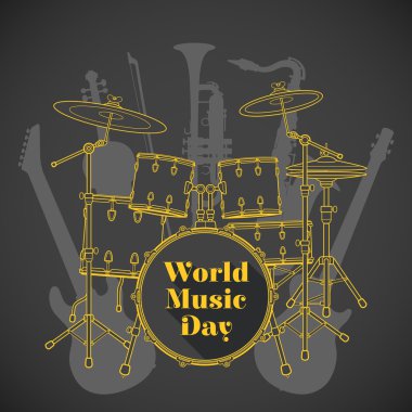 soyut koyu renkli Uluslararası müzik gün poster illustratio