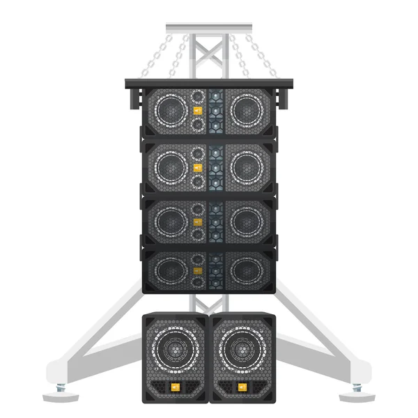 Line array koncert akustika na nosník zavěšení illustratio — Stockový vektor