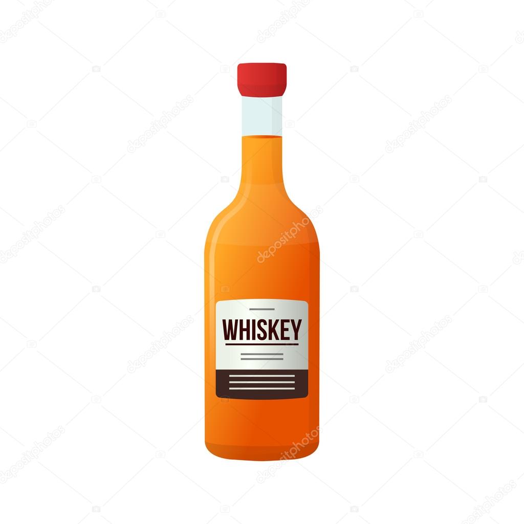 colored flat style full whiskey bottle illustratio