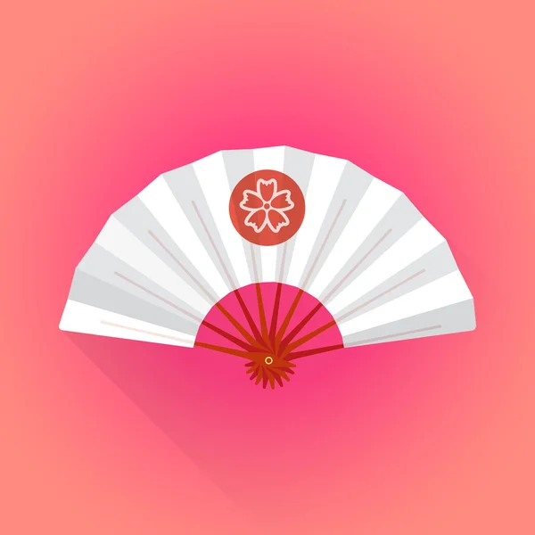 Plat style blanc couleur japonaise style main ventilateur illustratio — Image vectorielle