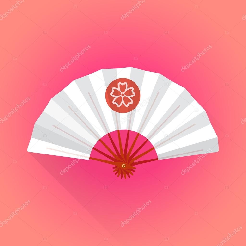flat style white color japanese style hand fan illustratio