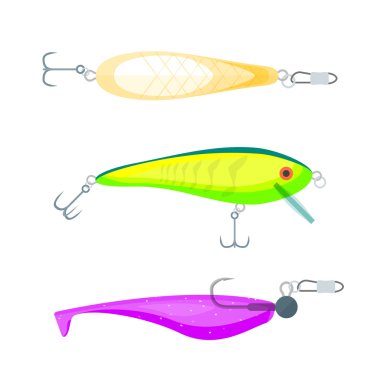 vector flat style various fishing lures illustration se clipart