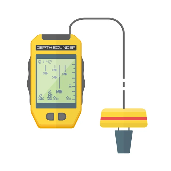 Vector flat style yellow fish finder sonar illustratio — Stock Vector